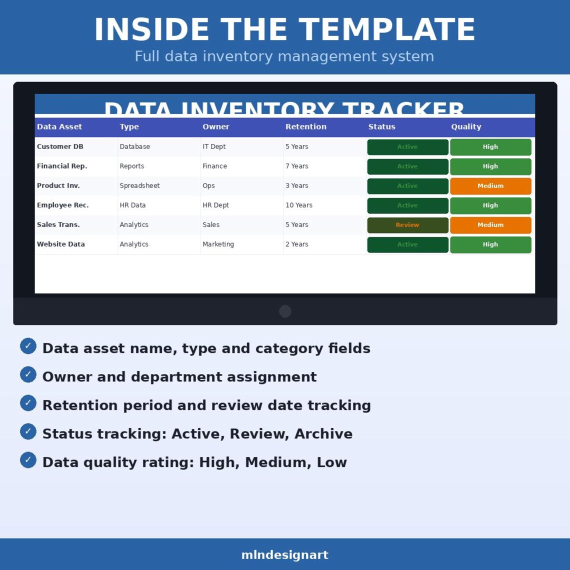Data Inventory Management Template, Excel & Google Sheets Tracker ...