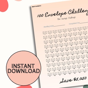100 Envelope Saving Challenge 5050 Money Savings Printable Budget Binder Low Income Saving Finance Tracker PDF File Easy 2025 Savings Budget