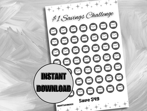 Mini 1 Dollar Savings Challenge Printable PDF for Budgeting Personal Finance Tool for Financial Goals
