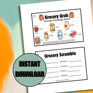 Grocery Savings Challenge Game Bundle: Fun Budgeting (Printable PDF)