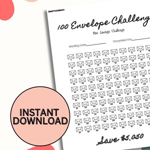 100 Envelope Savings Challenge: Budget Tracker Printable (PDF File)