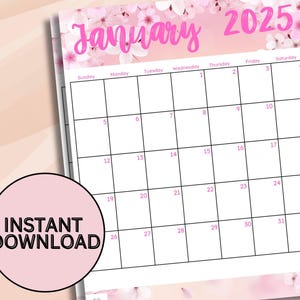 2025 Monthly Calendar Printable: Elegant Portrait Layout (Digital Download)