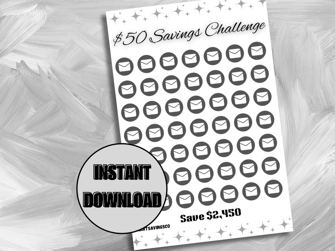 Mini Savings Challenge Tracker Save 50 Dollars Printable for Cash ...
