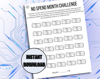 No Spend Month Savings Challenge Printable: Budget Tracker (Digital Download)