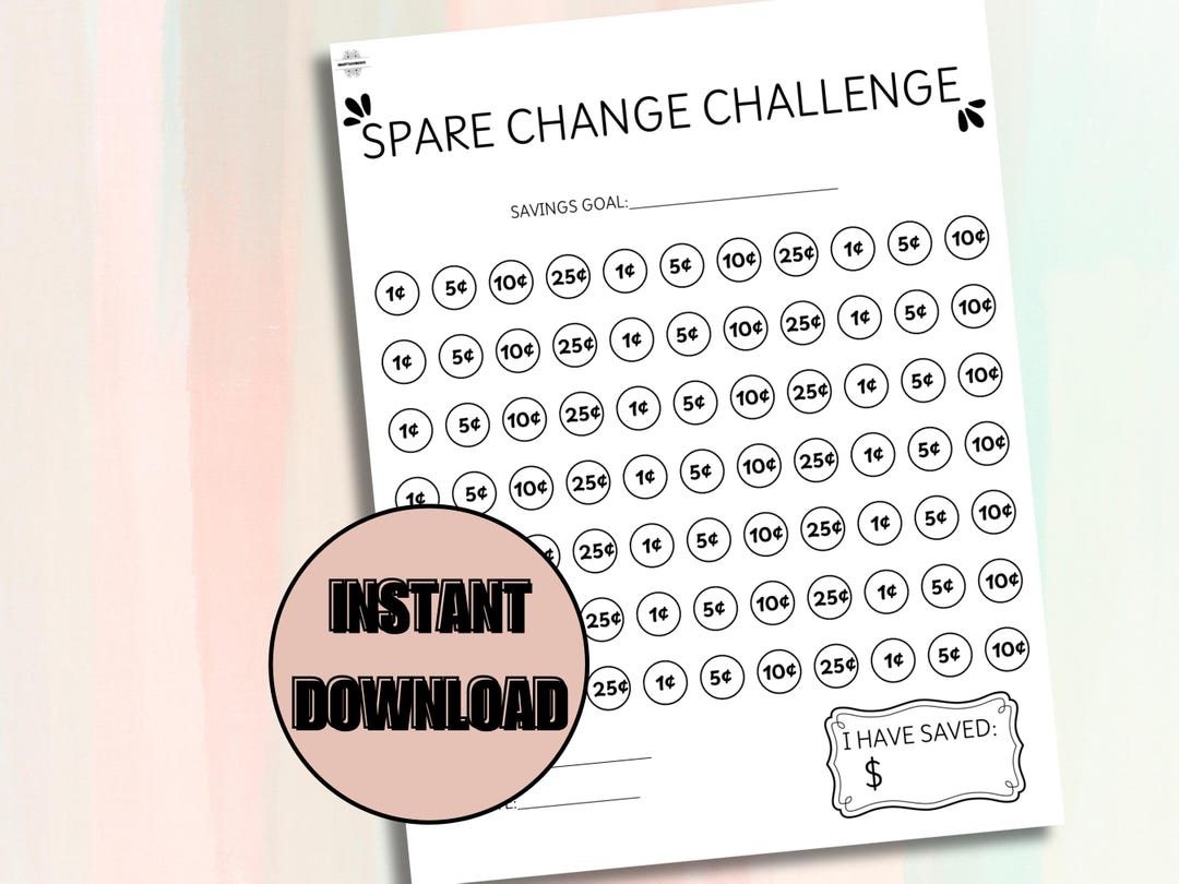 Spare Change Savings Challenge Printable Fun Digital Download for ...