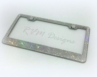 Aurora Borealis /"AB/" Crystal License Plate Frame 7 rows Special Bling Offer