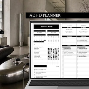Tygodniowy planer ADHD w Arkuszach Google | Monitorowanie produktywności i nawyków | Pobieranie cyfrowe