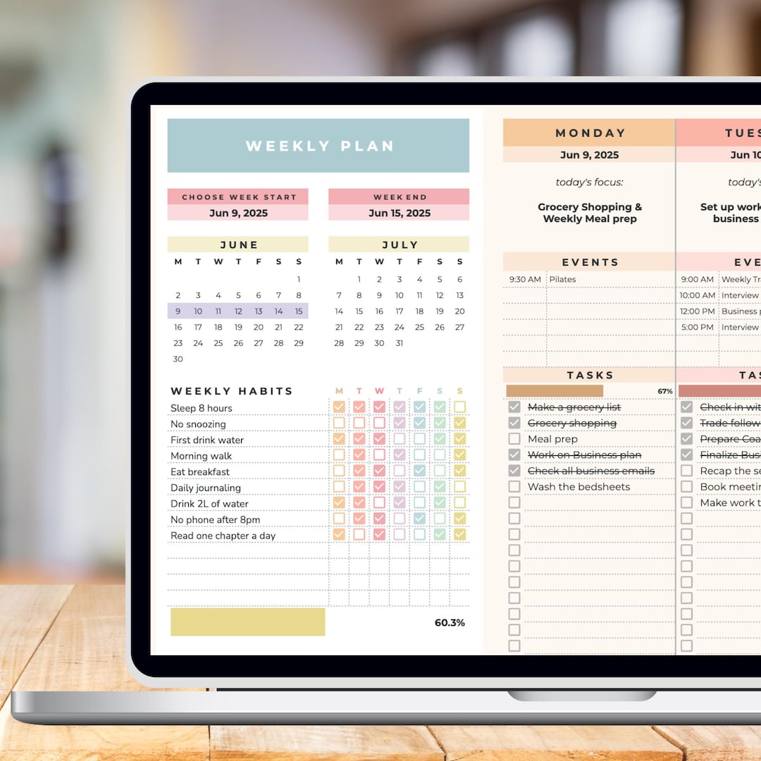 Weekly Planner Google Sheets | ADHD Planner & Productivity Tracker ...