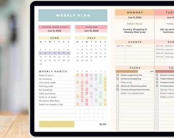 Google Sheets Weekly Planner | ADHD Weekly planner Digital Weekly Organizer, Habit Tracker, Productivity Spreadsheet ADHD Planner to do list