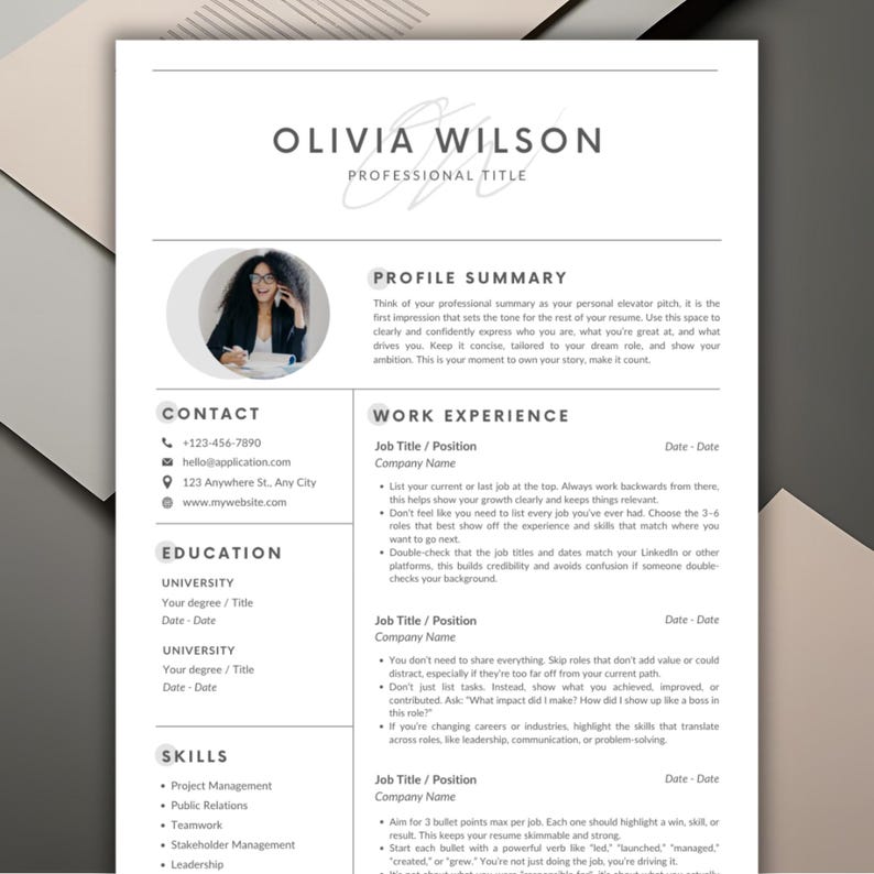 Female Cv Examples Professional Resume Template for Women: Neutral Beige CV, Cover Letter ...