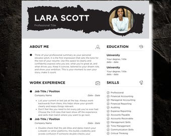 Modern Resume Template: Editable CV, Cover Letter, References (Digital Download)