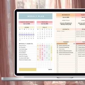 Planificador semanal en Google Sheets / Planificador para TDAH y seguimiento de productividad / Descarga digital