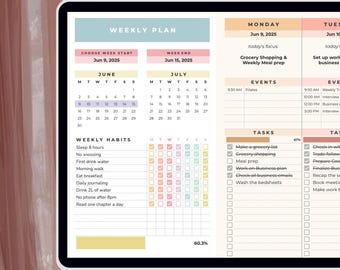 Planificador semanal en Google Sheets / Planificador para TDAH y seguimiento de productividad / Descarga digital