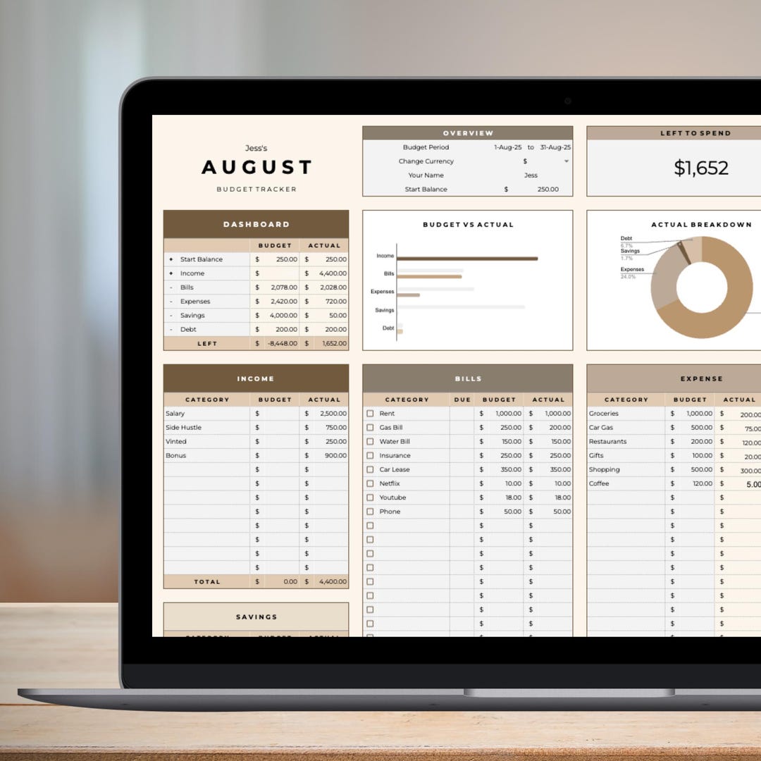 Google Sheets Budget Spreadsheet | Expense Tracker | Monthly Savings ...