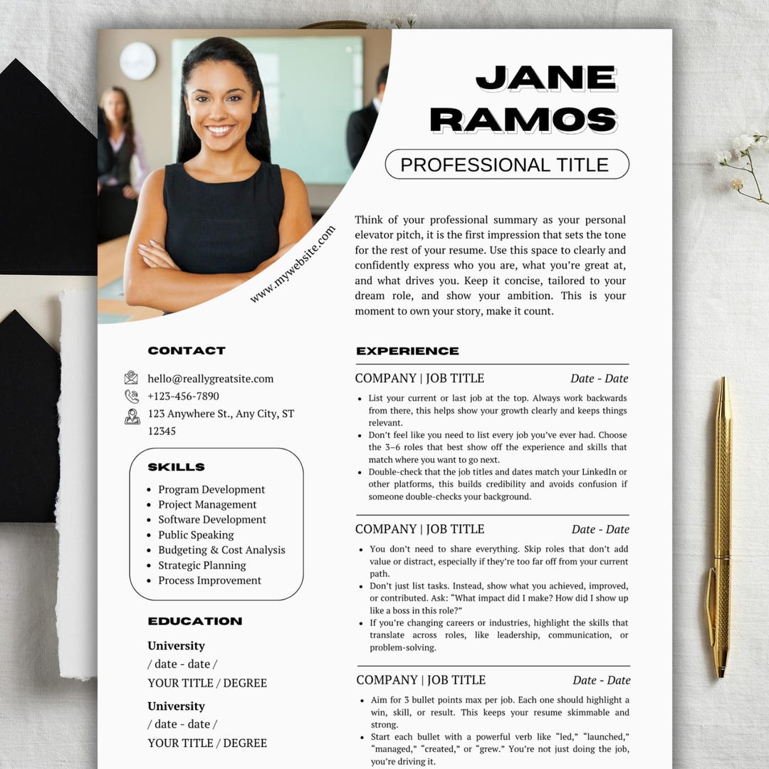 Female Cv Examples Professional Resume Template for Women | Black off White | 1–2 Page CV ...