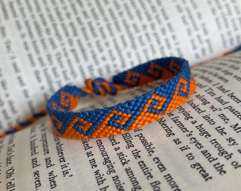 Greek Wave Friendship Bracelet - blue and orange - handmade macrame jewelry