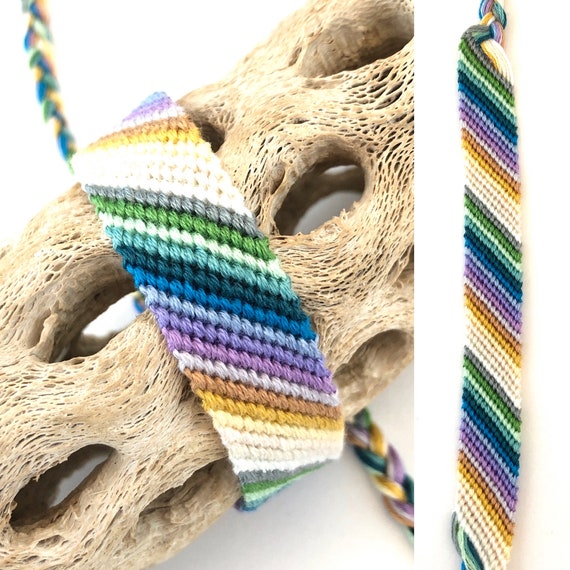 Candy Stripe Friendship Bracelet Embroidery Floss Woven Etsy Candy Stripe Friendship Bracelet Embroidery Floss Woven Etsy