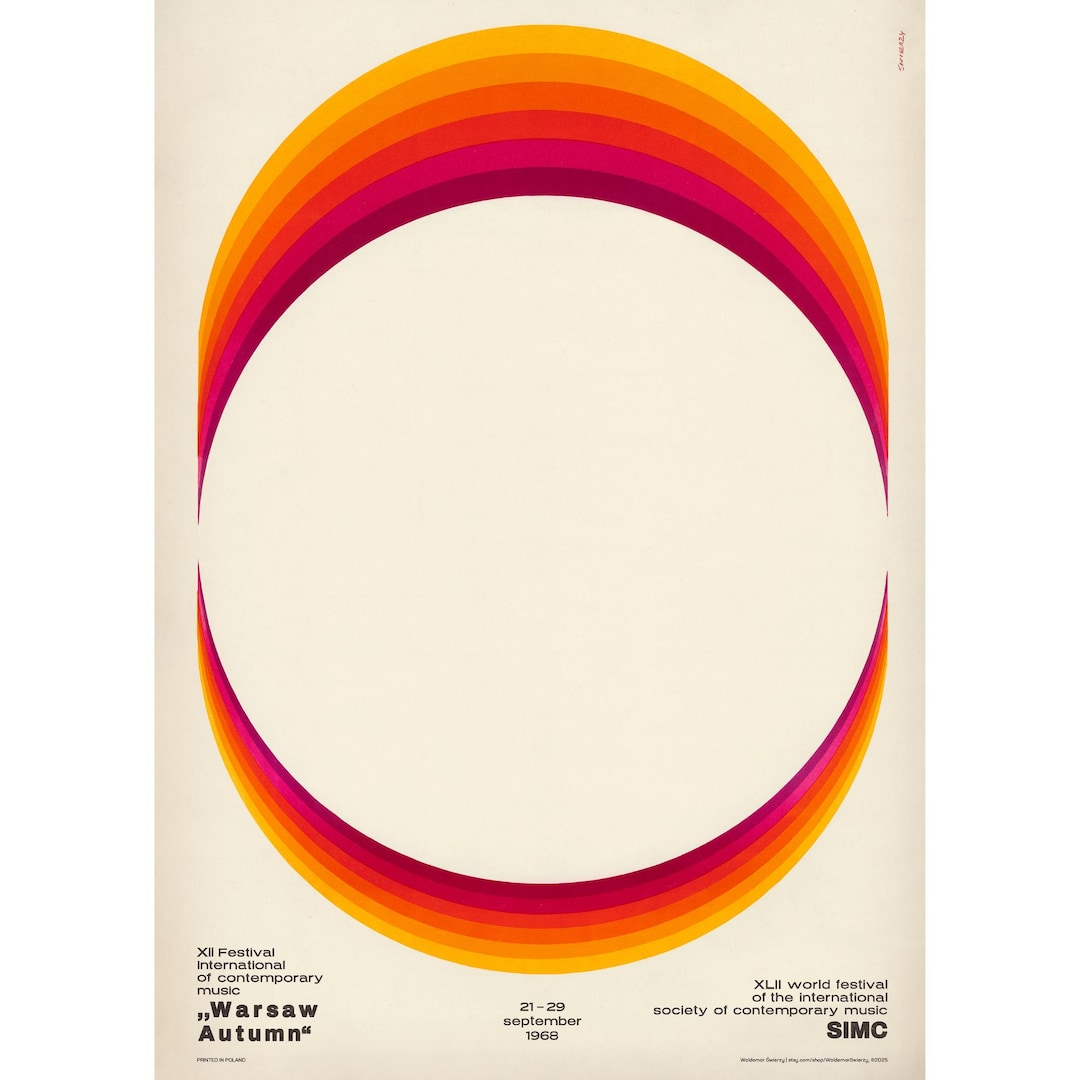 Waldemar Swierzy Warsaw Autumn Poster | 1968 Polish Graphic Art