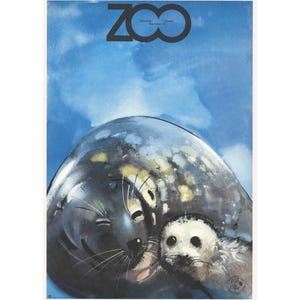 Vintage Polish Poster Art, Grey Seal Poster by Waldemar Świerzy, Unique Wall Decor, Gift for Seal Lover, Gift for Her, Wall Art Poster