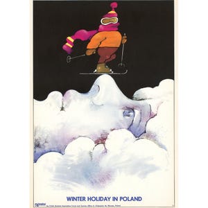 Winter Holiday in Poland Poster by Waldemar Świerzy – Surreal 1960s Polish Tourism Art Reprint, Limited Edition Decor,