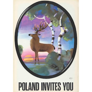 Vintage Polish Poster, Poland Invites You Poster by Waldemar Świerzy – Vintage Polish Nature Art Reprint, Limited Edition Decor, Wall Art