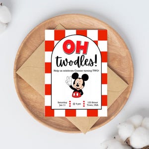 OH TWODLES! Editable in Canva! Mickey 2nd Birthday!