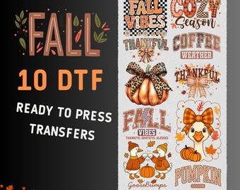 Fall Thanksgiving DTF Transfers Ready To Press: Adult Size Gang Sheet