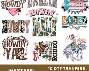 Western DTF Transfers Ready to Press Western Howdy Full Color Heat Transfer DIY T Shirt Custom Tshirt Transfers Diy Transfers Western DTF