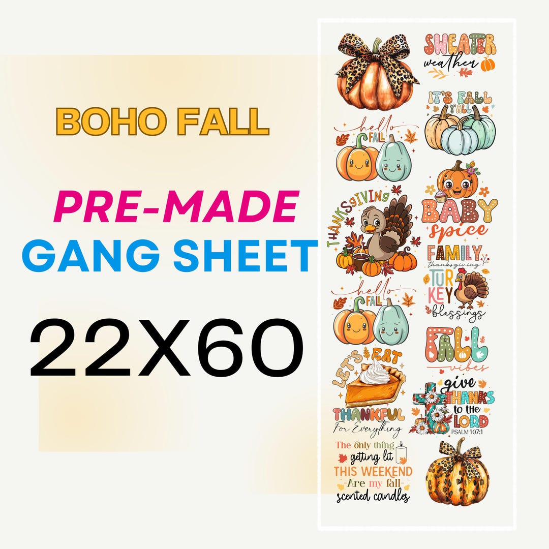 Premade Coquette Fall Gang Sheet ,dtf Transfers Fall, Thanksgiving Dtf ...