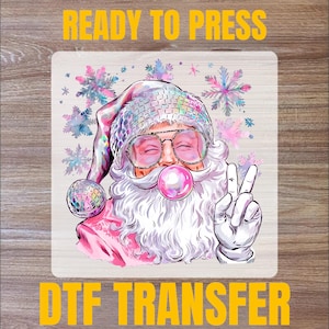 Retro Santa Bubble Gum DTF Transfer: Ready to Press Christmas Print
