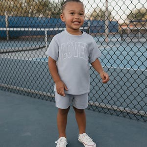 Toddler "LOVED" T-Shirt and Shorts Set – Black, Blue, and Green | Sizes 0–3M to 4/5T