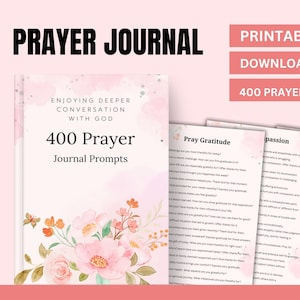 400 Prayer Journal Prompts, Christian pdf, Self Care Pray, Prayer Prompts, Canva Template, Digital Planner, Downloadable Christian Planners