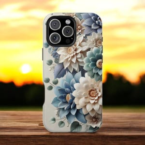 Elegant Blue Floral Phone Case  3D Flower Design for Chic Style, Flower phone cover, iPhone case cover, Birthday Gifts, Valentine Gift, Gift