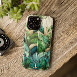 Tropical Leaf Pattern Phone Case, Green Leaves iPhone cover, Girls iPhone Case, Birthday Gift, Girls Phone Cover, iPhone 14,15,16 Case, Gift