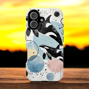 Orca Whale Phone Case - Abstract Ocean Design with Playful Killer Whales, iPhone case cover, Unique phone cover, Birthday Gifts, Phone case