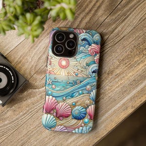 Ocean Shell Phone Cover, Colorful iPhone Cover, Aesthetic iPhone Case, Birthday Gift iPhone Case Cover, Personalized Case, iPhone 14,15 Case