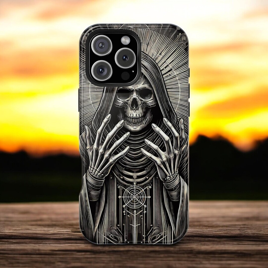 Innovedesire Death Skull Grim Reaper Flip Case Cover Custodia per iPhone 13 Pro Max
