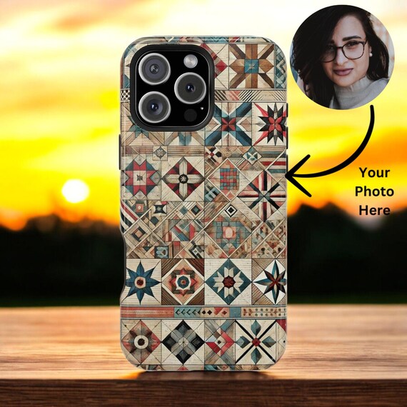 Vintage Quilt Pattern Phone Case Rustic Patchwork Design Cover