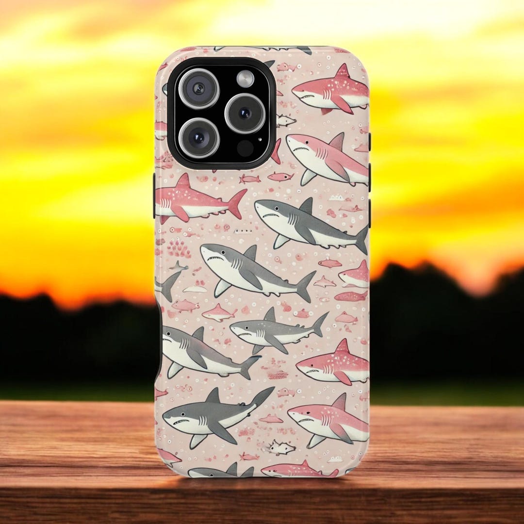 Cartoon Shark iPhone Case Cute Pink Ocean Theme Phone Cover, Fish