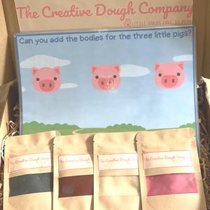 Drei kleine Schweinchen Knetematte, Drei kleine Schweinchen Bildchen, Drei kleine Schweinchen Homeschool Ressourcen, Drei Schweinchen, Formen Zahl Knetmasse.