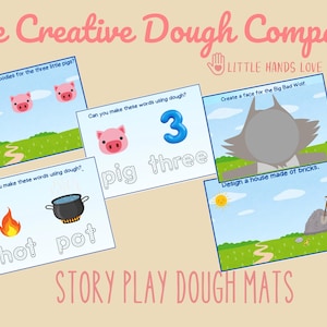 Drei kleine Schweinchen Spielmatte, DIGITALER DOWNLOAD, druckbare Spielmatte, Spielmatte für Homeschool drei kleine Schweinchen
