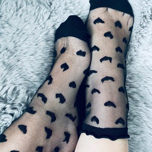 Sheer Mid-Calf Socks: Striped Crystal Silk Blend, Breathable