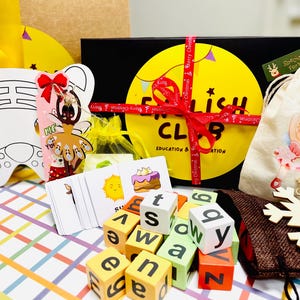 Kit de aprendizagem fonética Montessori perfeito para presente de Natal - Flashcards educacionais e blocos de alfabeto para crianças - Leitura inicial, sons de letras