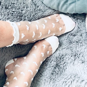 Sheer Mid-Calf Socks: Striped Crystal Silk Blend