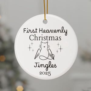 Personalisierte Katzen-Denkmal-Keramikverzierung, benutzerdefinierter Name-Haustier-Verzierung, erstes himmlisches Weihnachten, Katzen-Sympathiegeschenk, Verlust eines Haustiergeschenks