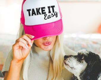 Summer Trucker Hat, Trucker Cap, Beach Day Hat, Festivals, River Lake Life Hat, Fun Hipster Trucker Hat, Take It Easy Hat, Relax Trucker Hat