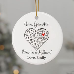 Enfeite de coração de cerâmica personalizado para a mãe: presente de lembrança personalizado