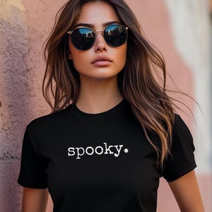 Spooky Halloween Crop Top, Spooky Halloween Womens Baby Tee, Spooky Halloween T-Shirt, Minimalist Design, Trick or Treat, Festive Party Tee