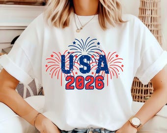 USA Fireworks 2026 Comfort Colors T-shirt, 4th of July Summer Tee