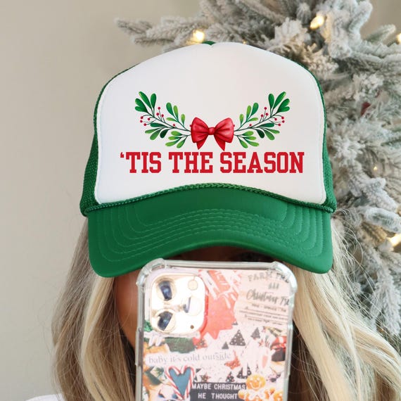 TIS the SEASON Holiday Christmas GREEN Nutcracker Trucker Hat NEW Snapback Tis the Damn Season Trucker Hat Christmas Retro Hat Funny  main image 4